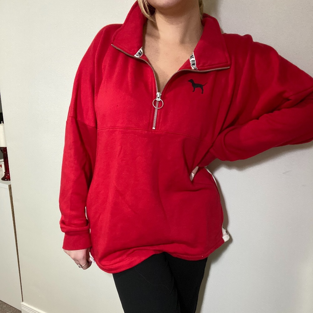 Pink quarter zip sweater